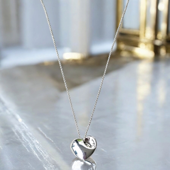 Tiffany & Co. Silver Folded Heart Necklace - Picture 7 of 7